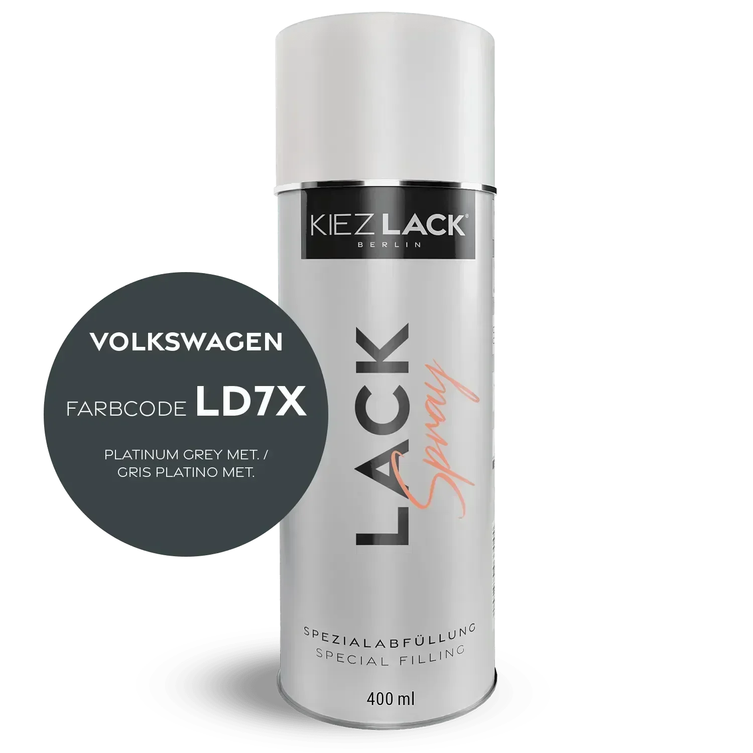 Kiezlack Lackspray Autolack Spraydose Volkswagen LD7X PLATINUM GREY MET.