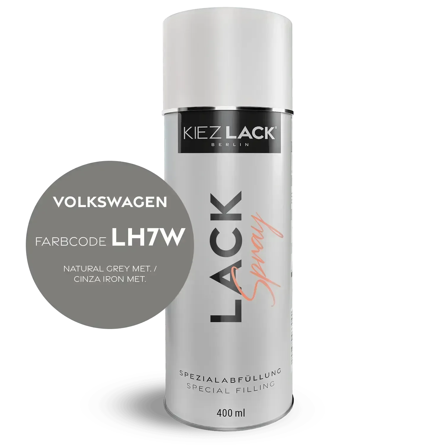 Kiezlack Lackspray Autolack Spraydose Volkswagen LH7W NATURAL GREY MET.