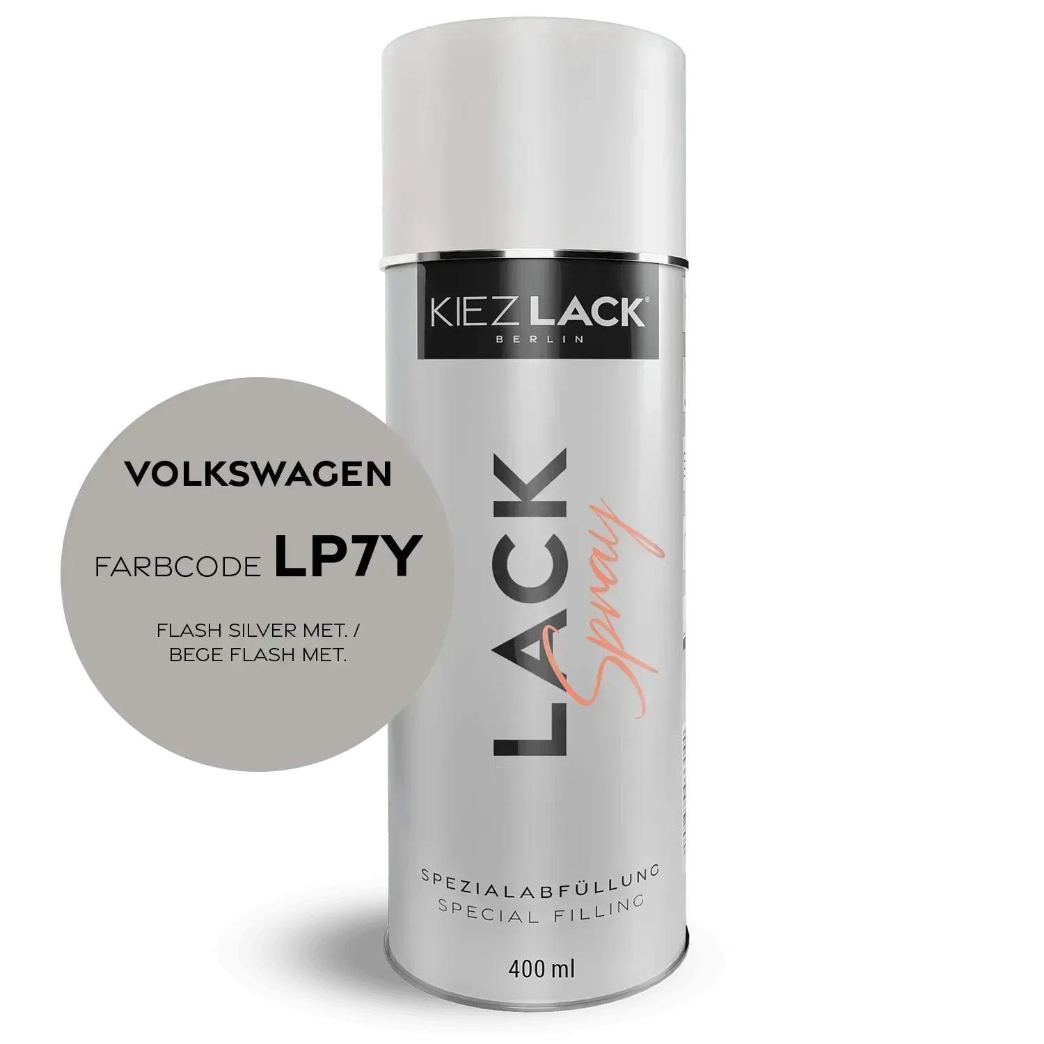 Kiezlack Lackspray Autolack Spraydose Volkswagen LP7Y FLASH SILVER MET.