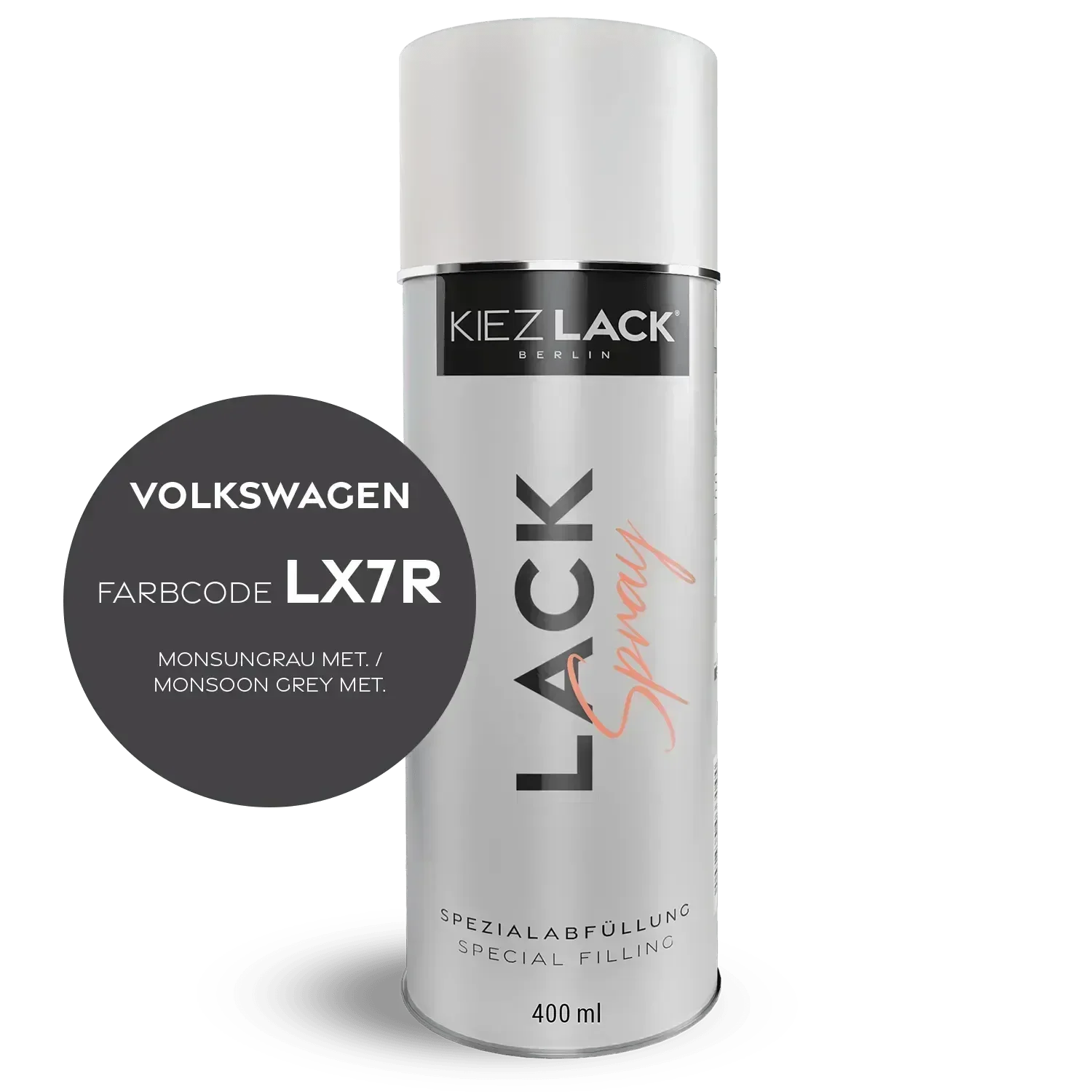 Kiezlack Lackspray Autolack Spraydose Volkswagen LX7R MONSUNGRAU MET.