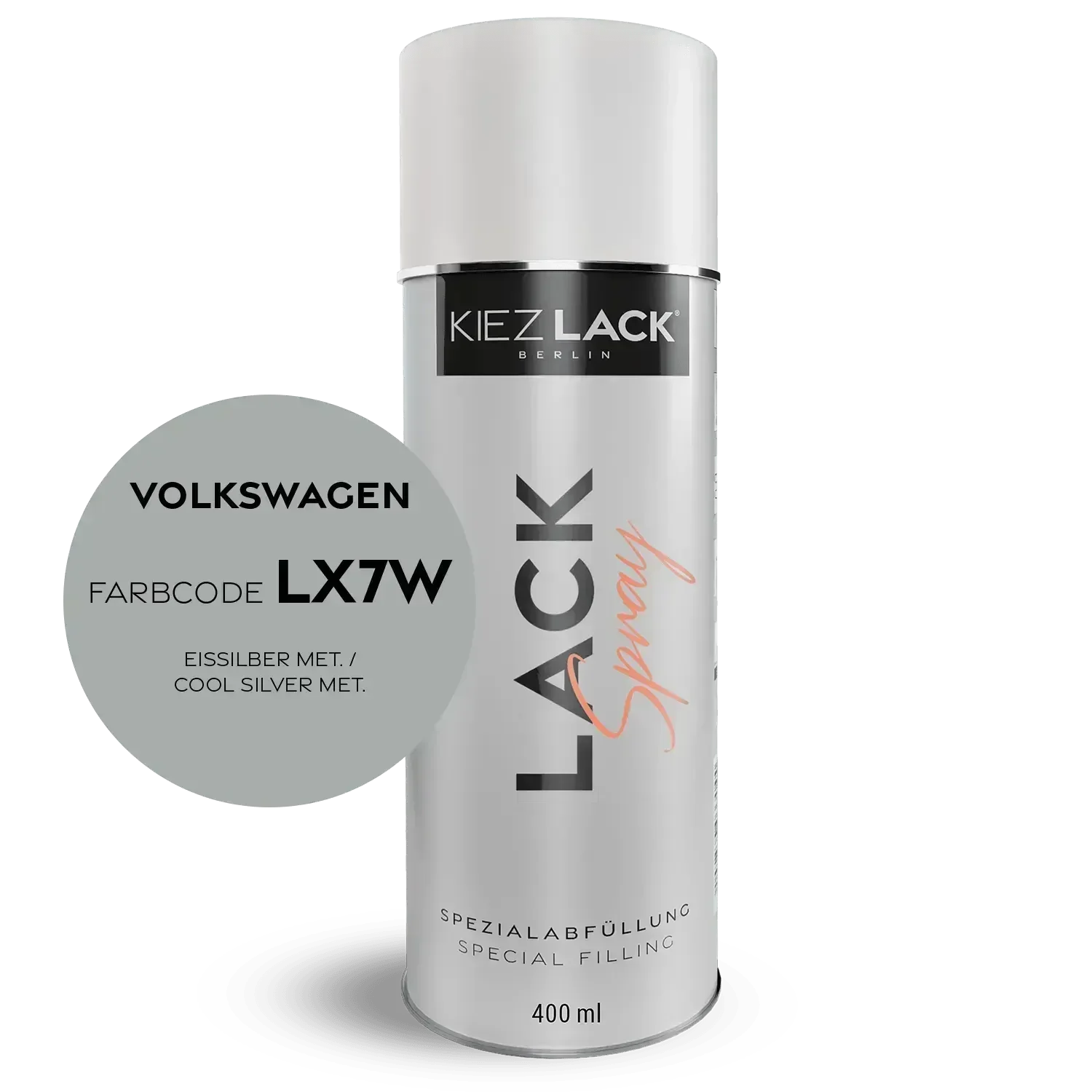 Kiezlack Lackspray Autolack Spraydose Volkswagen LX7W EISSILBER MET.