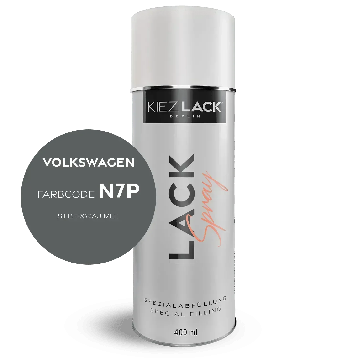 Kiezlack Lackspray Autolack Spraydose Volkswagen N7P SILBERGRAU MET.