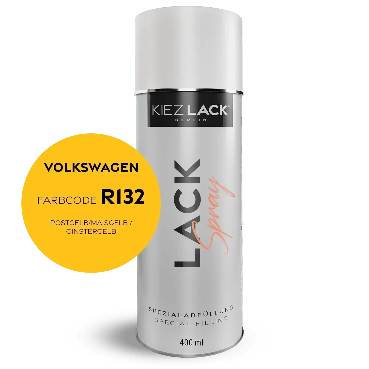 Kiezlack Lackspray Autolack Spraydose Volkswagen R132 POSTGELB/MAISGELB