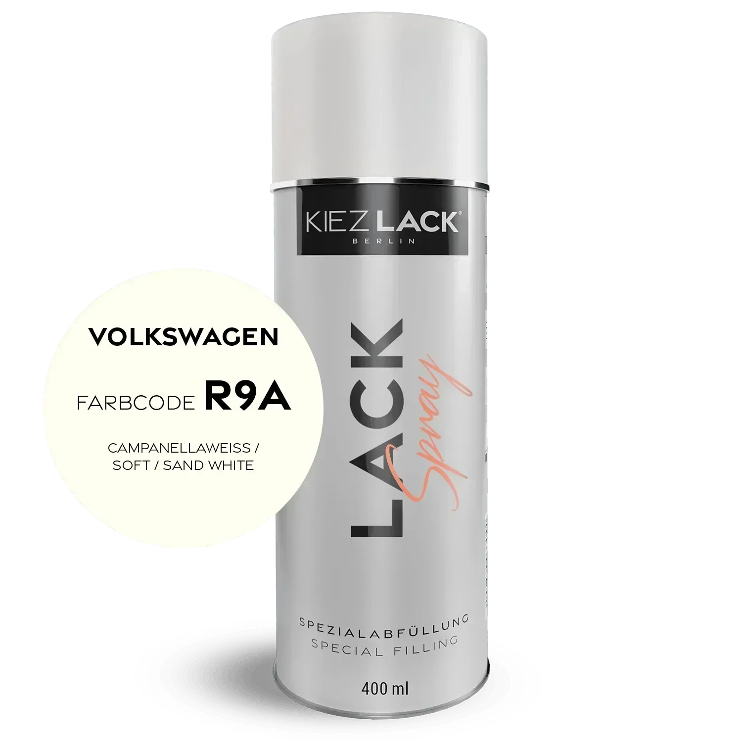Kiezlack Lackspray Autolack Spraydose Volkswagen R9A CAMPANELLAWEISS