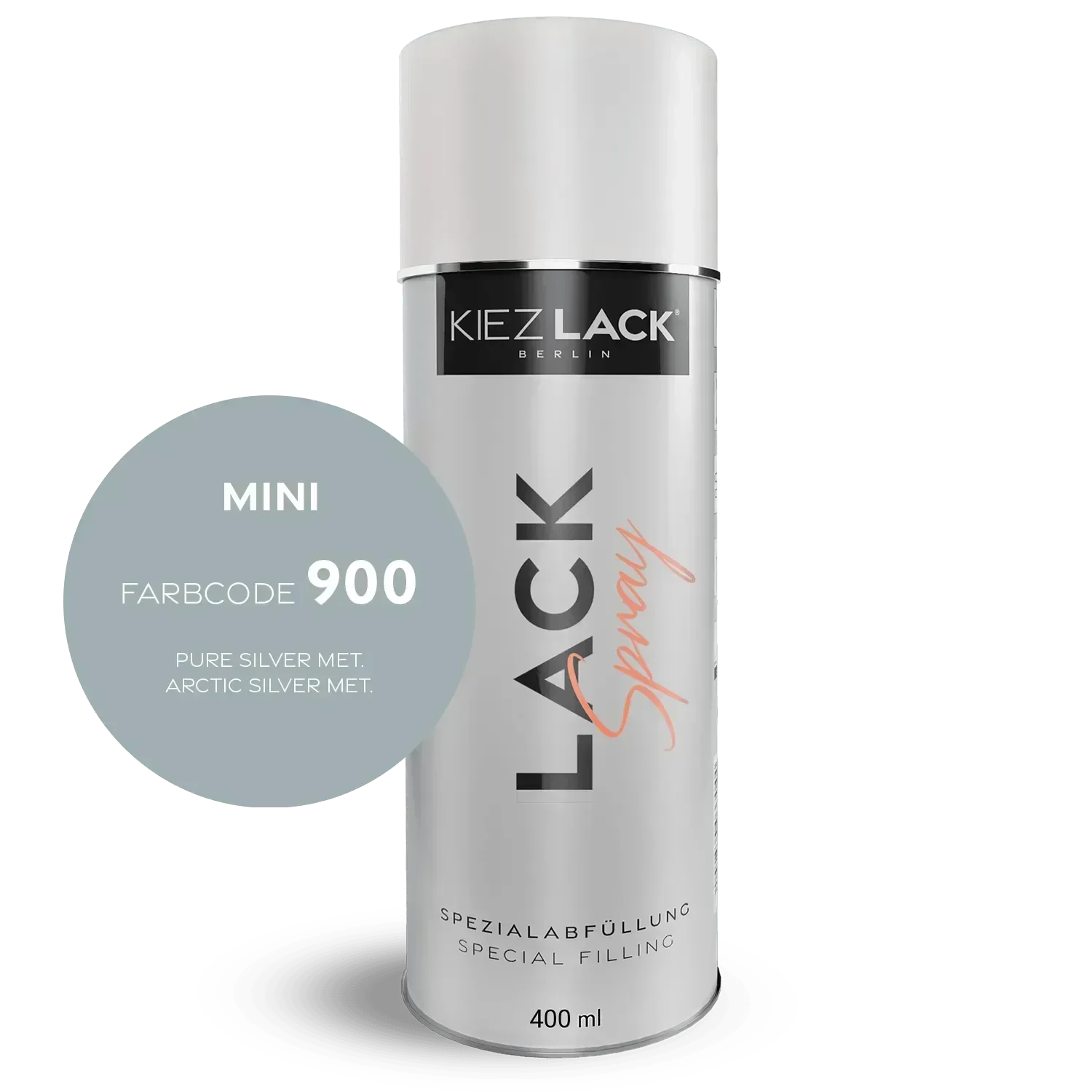 Kiezlack Lackspray Autolack Spraydose MINI 900 PURE SILVER MET. Lackspray