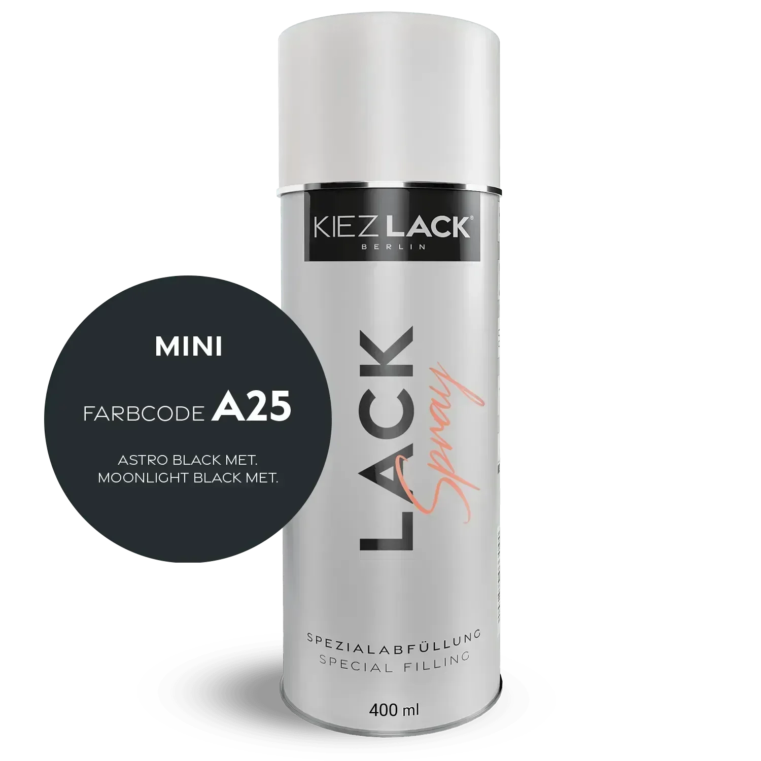 Kiezlack Lackspray Autolack Spraydose MINI A25 ASTRO BLACK MET. Lackspray