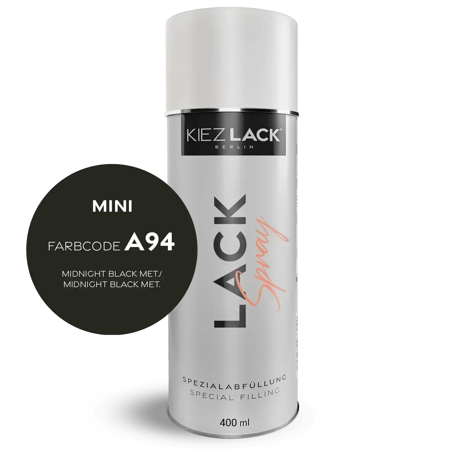 Kiezlack Lackspray Autolack Spraydose MINI A94 MIDNIGHT BLACK MET. Lackspray