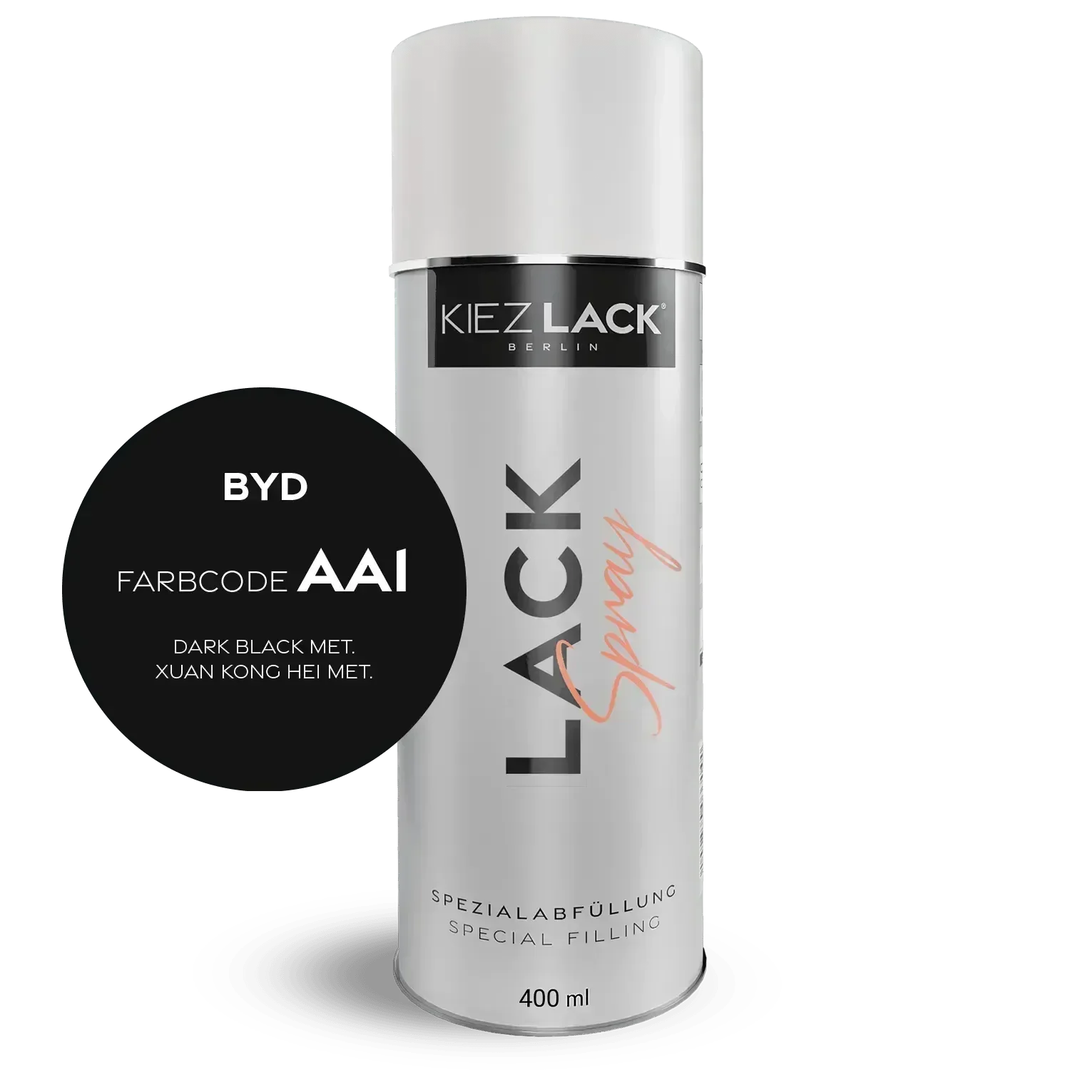Kiezlack Lackspray Autolack Spraydose BYD AA1 DARK BLACK MET. Lackspray