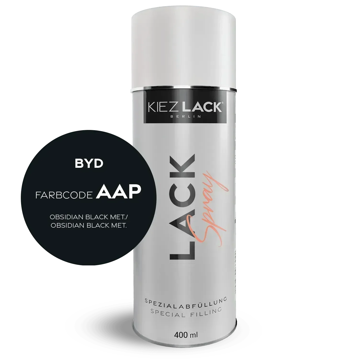 Kiezlack Lackspray Autolack Spraydose BYD AAP OBSIDIAN BLACK MET. Lackspray