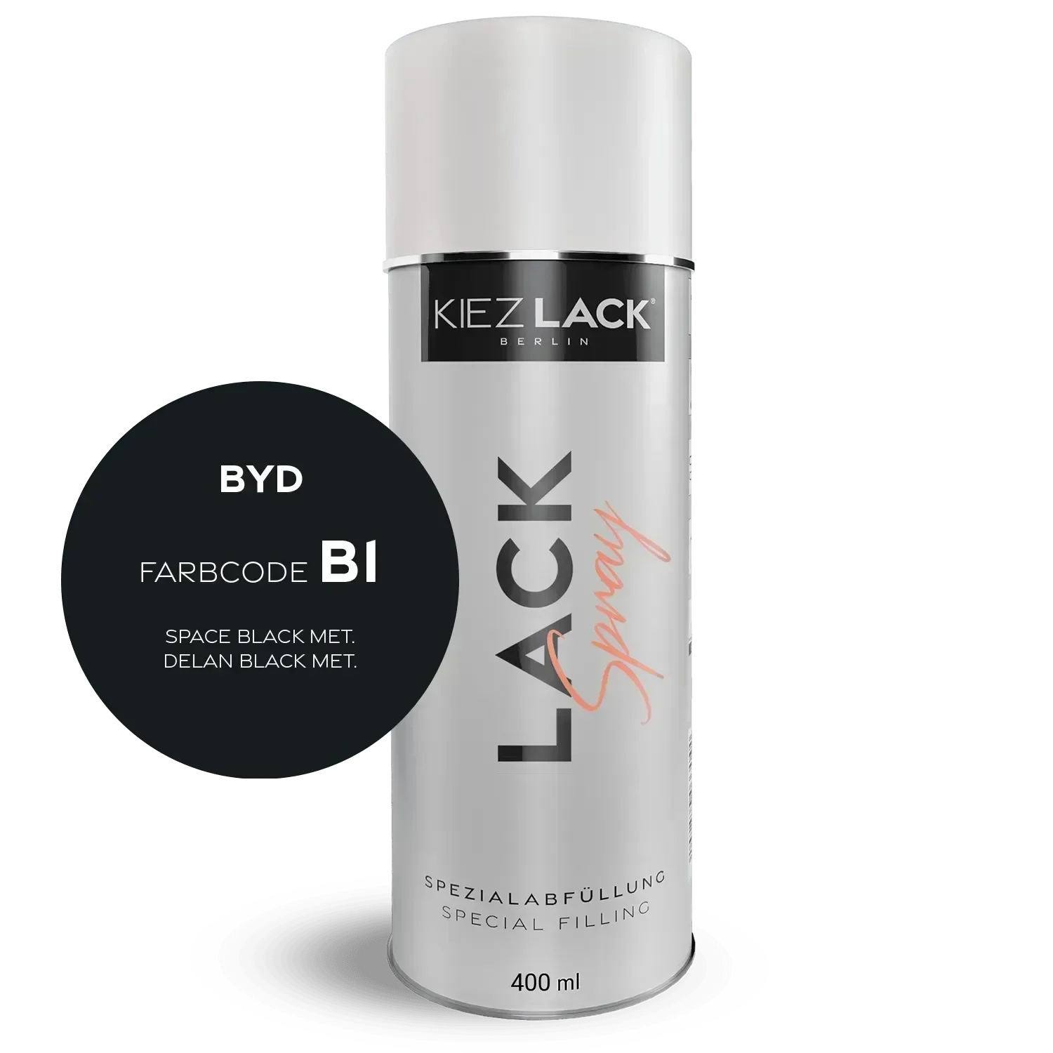 Kiezlack Lackspray Autolack Spraydose BYD B1 SPACE BLACK MET. Lackspray