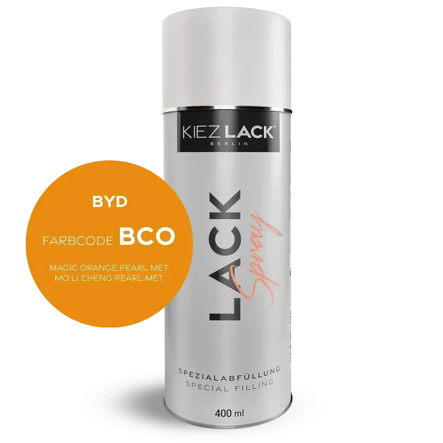 Kiezlack Lackspray Autolack Spraydose BYD BCO MAGIC ORANGE PEARL MET. Lackspray