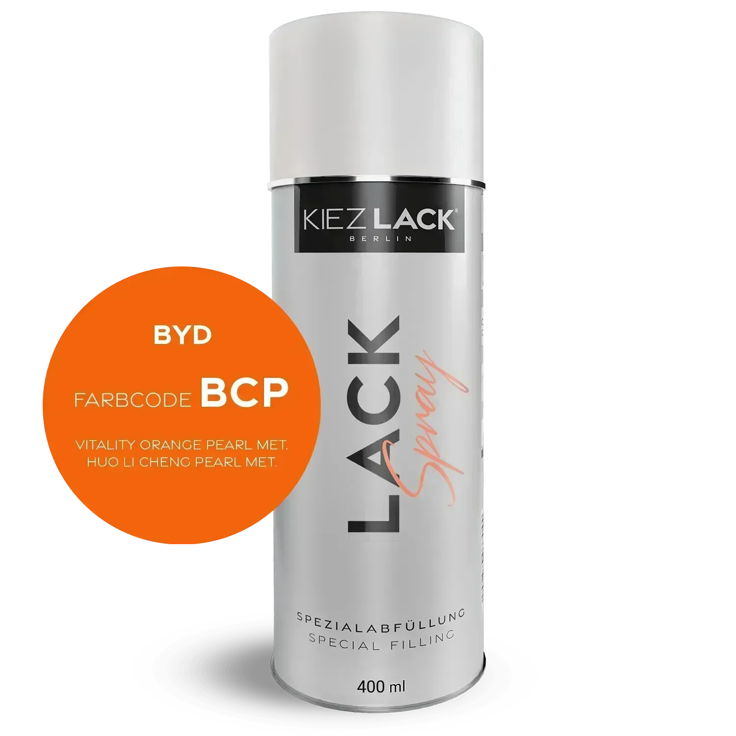 Kiezlack Lackspray Autolack Spraydose BYD BCP VITALITY ORANGE PEARL MET. Lackspray