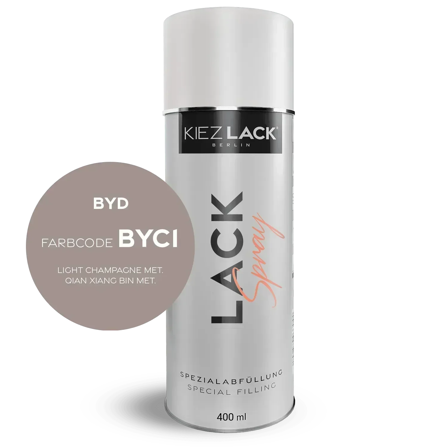 Kiezlack Lackspray Autolack Spraydose BYD BYC1 LIGHT CHAMPAGNE MET. Lackspray
