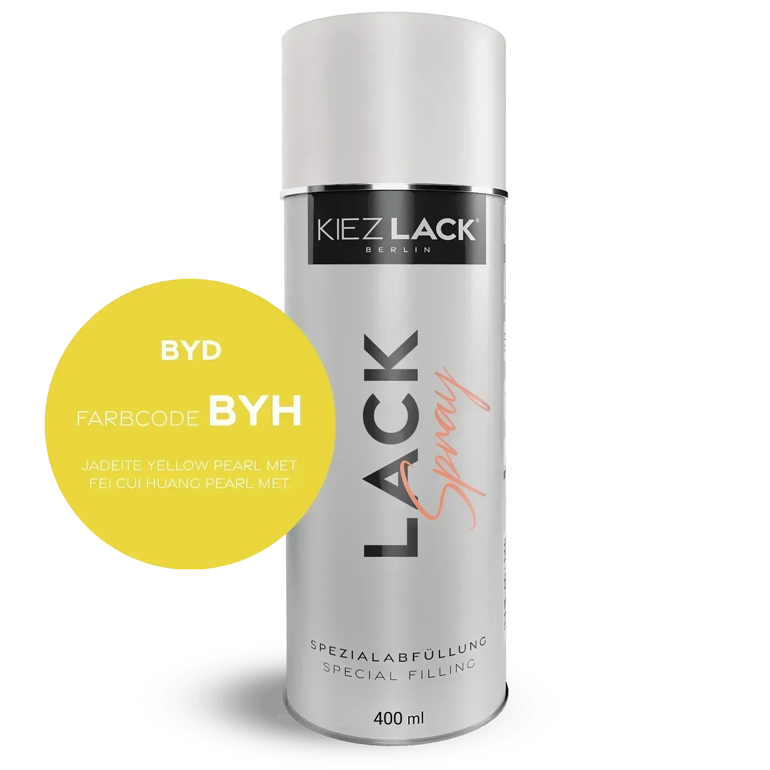 Kiezlack Lackspray Autolack Spraydose BYD BYH JADEITE YELLOW PEARL MET. Lackspray