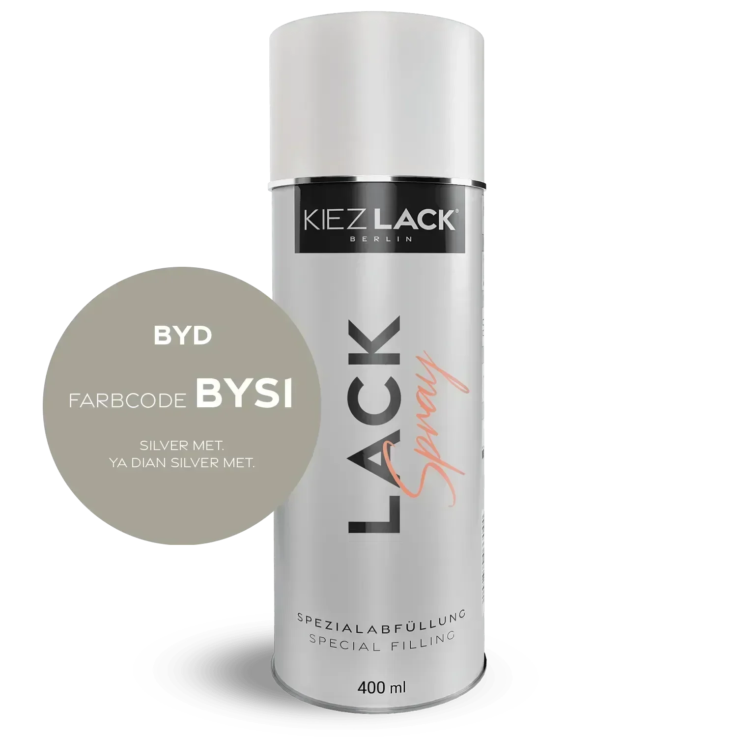 Kiezlack Lackspray Autolack Spraydose BYD BYS1 SILVER MET. Lackspray