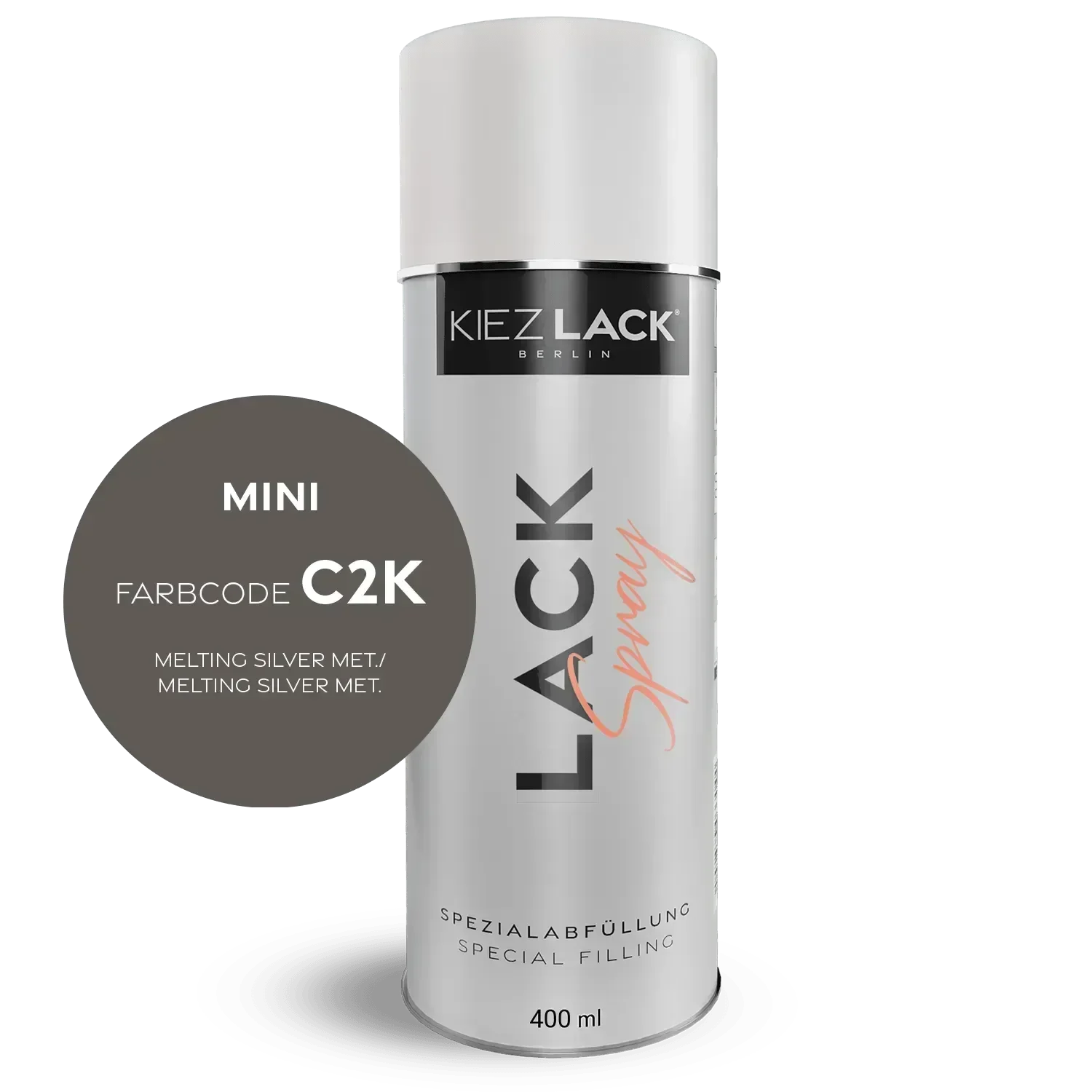 Kiezlack Lackspray Autolack Spraydose MINI C2K MELTING SILVER MET. Lackspray