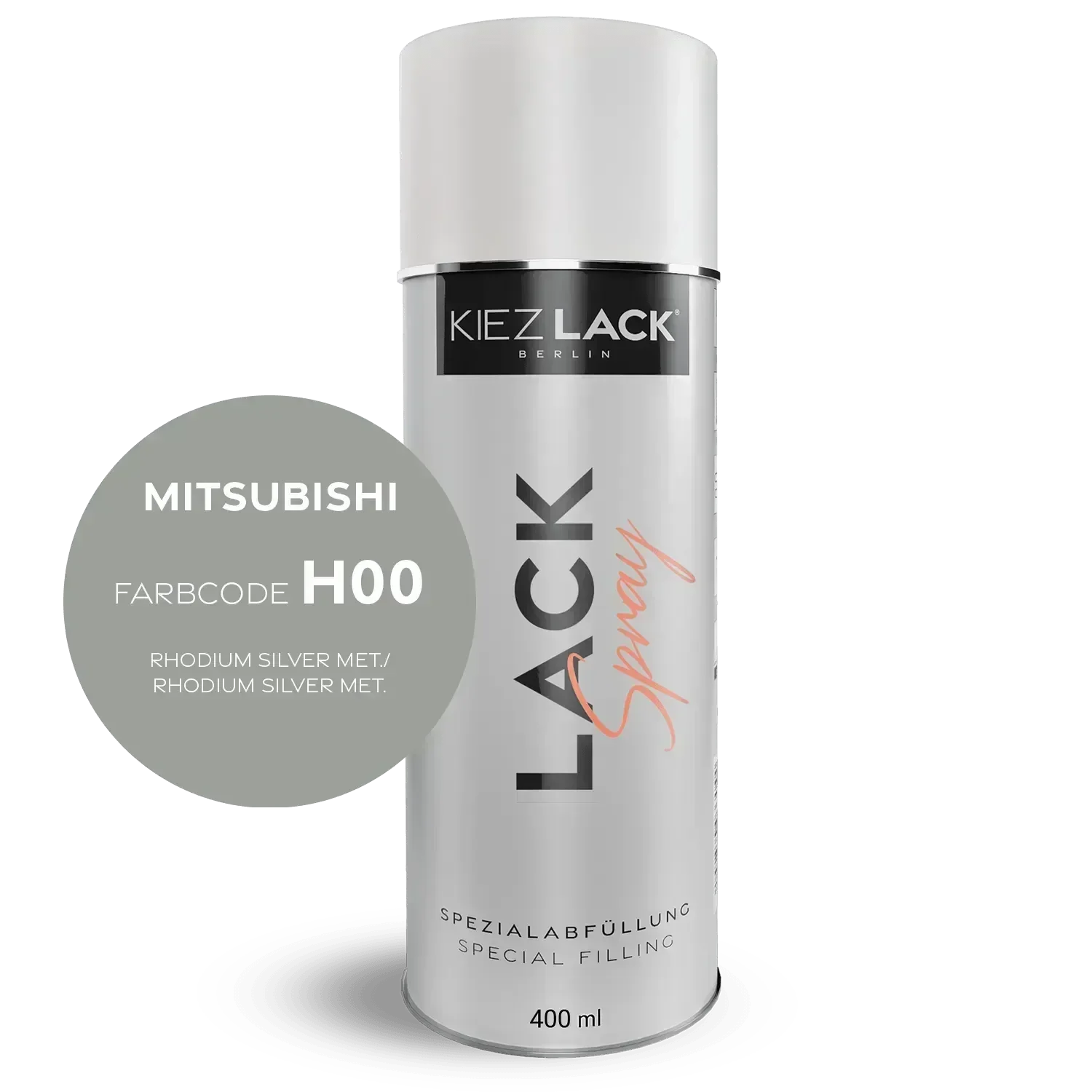 Kiezlack Lackspray Autolack Spraydose MITSUBISHI H00 RHODIUM SILVER MET. Lackspray