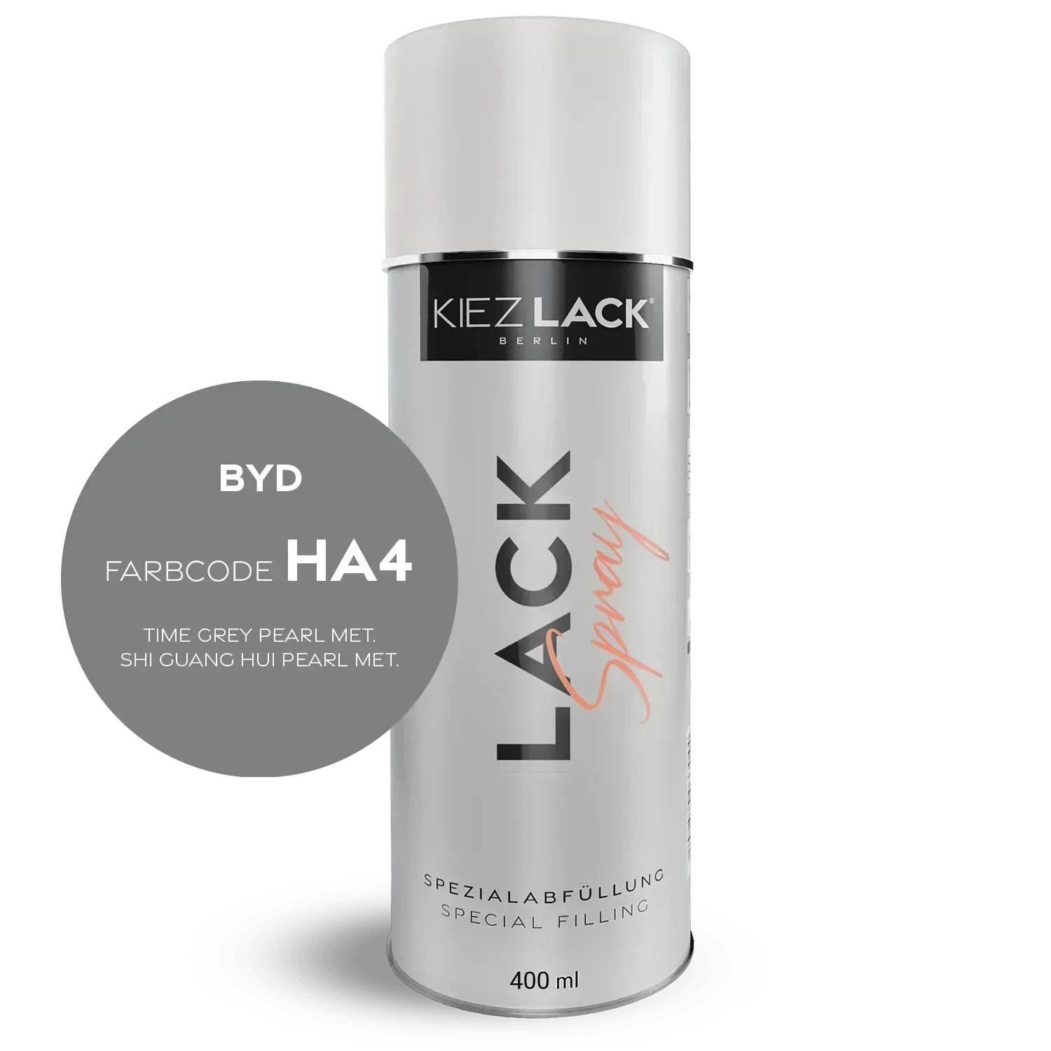Kiezlack Lackspray Autolack Spraydose BYD HA4 TIME GREY PEARL MET. Lackspray
