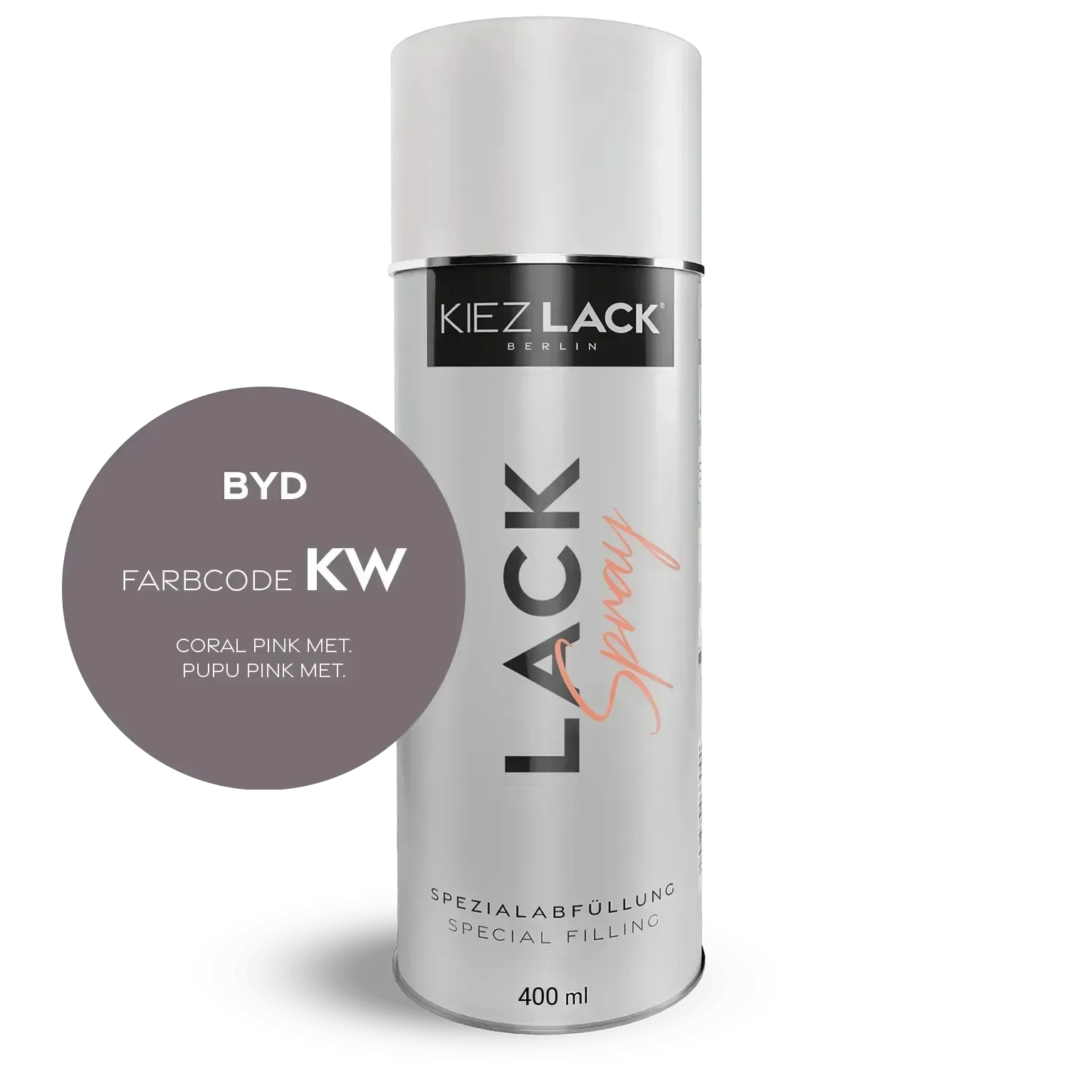 Kiezlack Lackspray Autolack Spraydose BYD KW CORAL PINK MET. Lackspray
