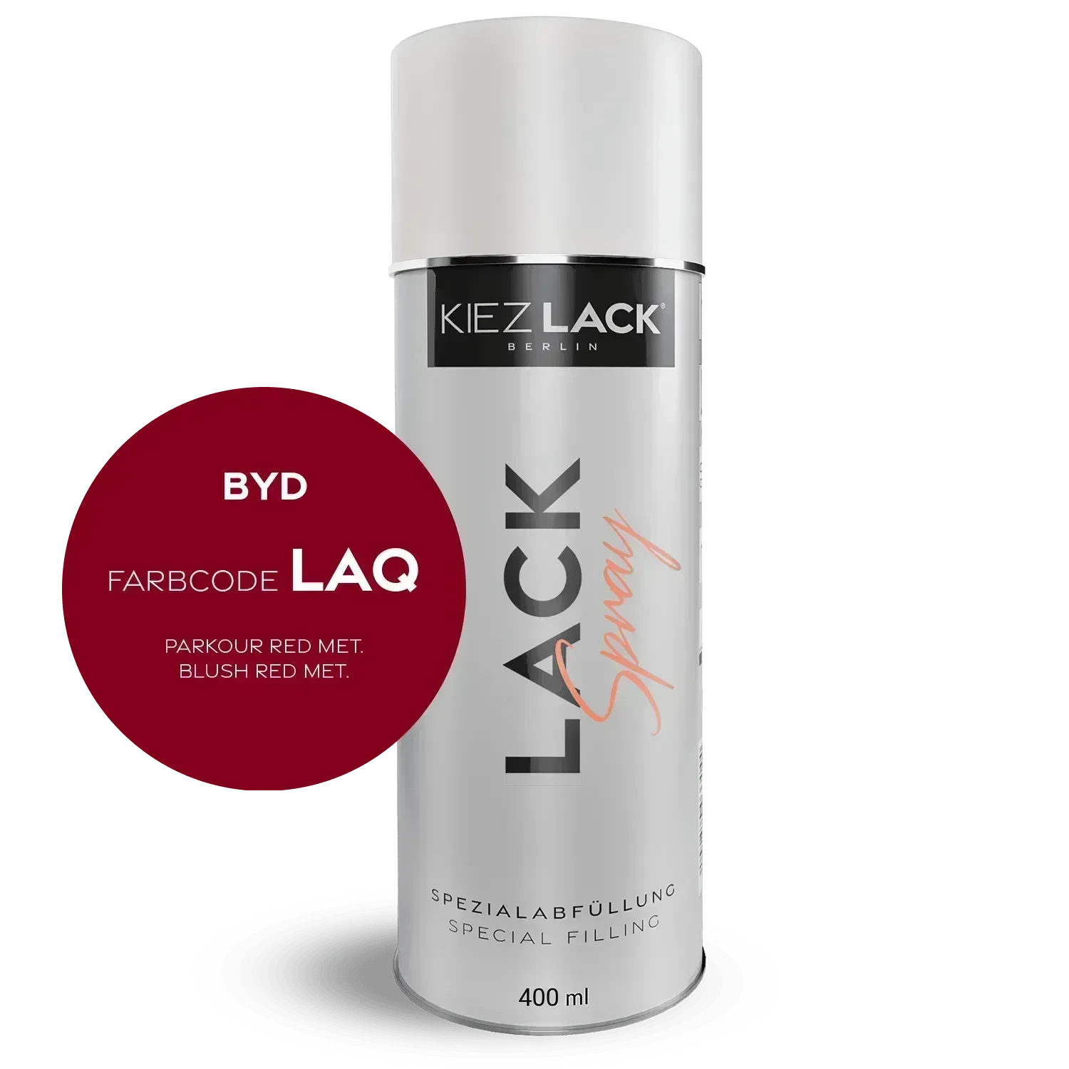 Kiezlack Lackspray Autolack Spraydose BYD LAQ PARKOUR RED MET. Lackspray