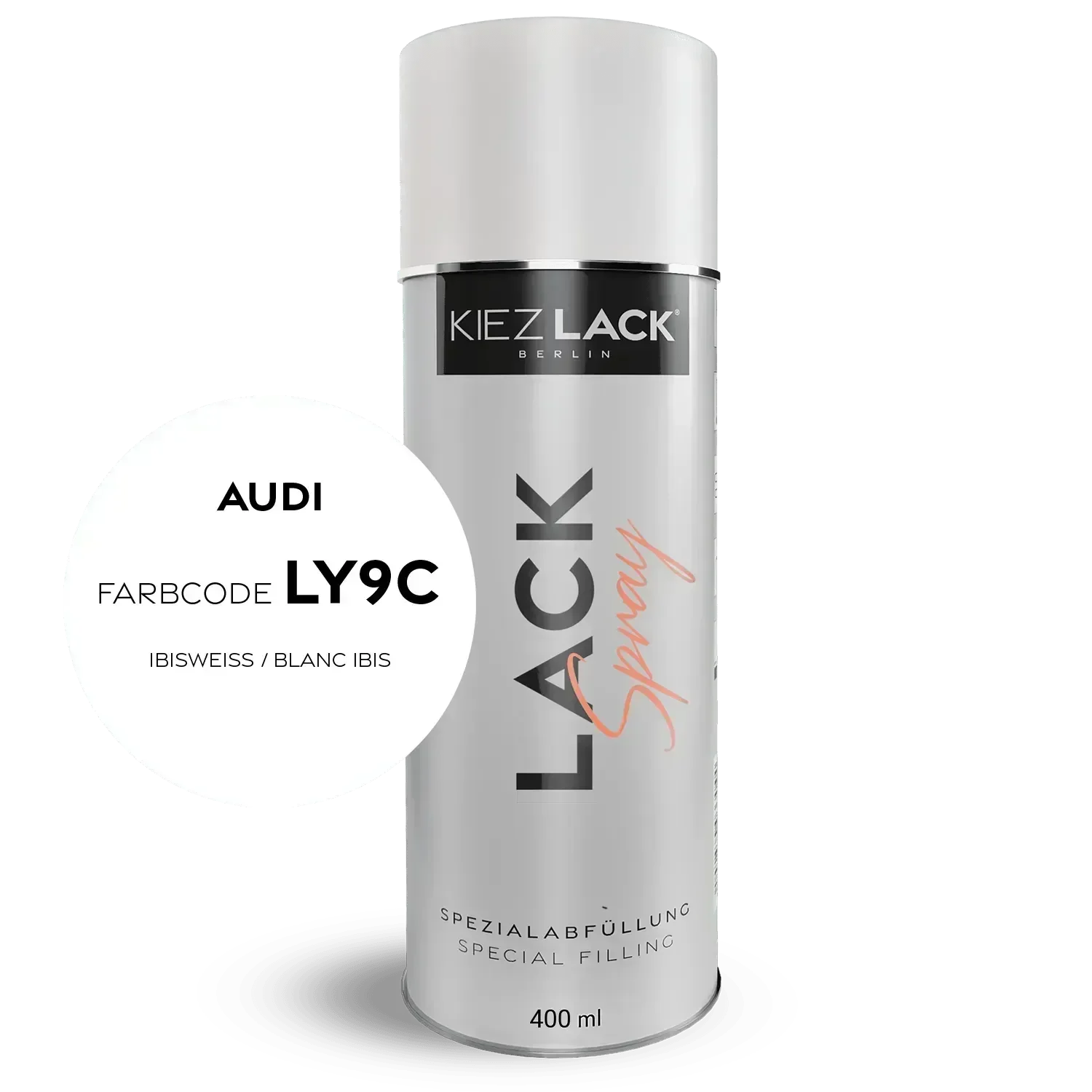 Kiezlack Lackspray Autolack Spraydose AUDI LY9C IBISWEISS Lackspray
