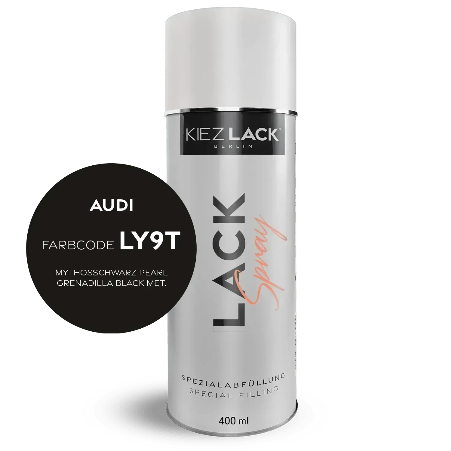 Kiezlack Lackspray Autolack Spraydose AUDI LY9T MYTHOSSCHWARZ Pearl Lackspray