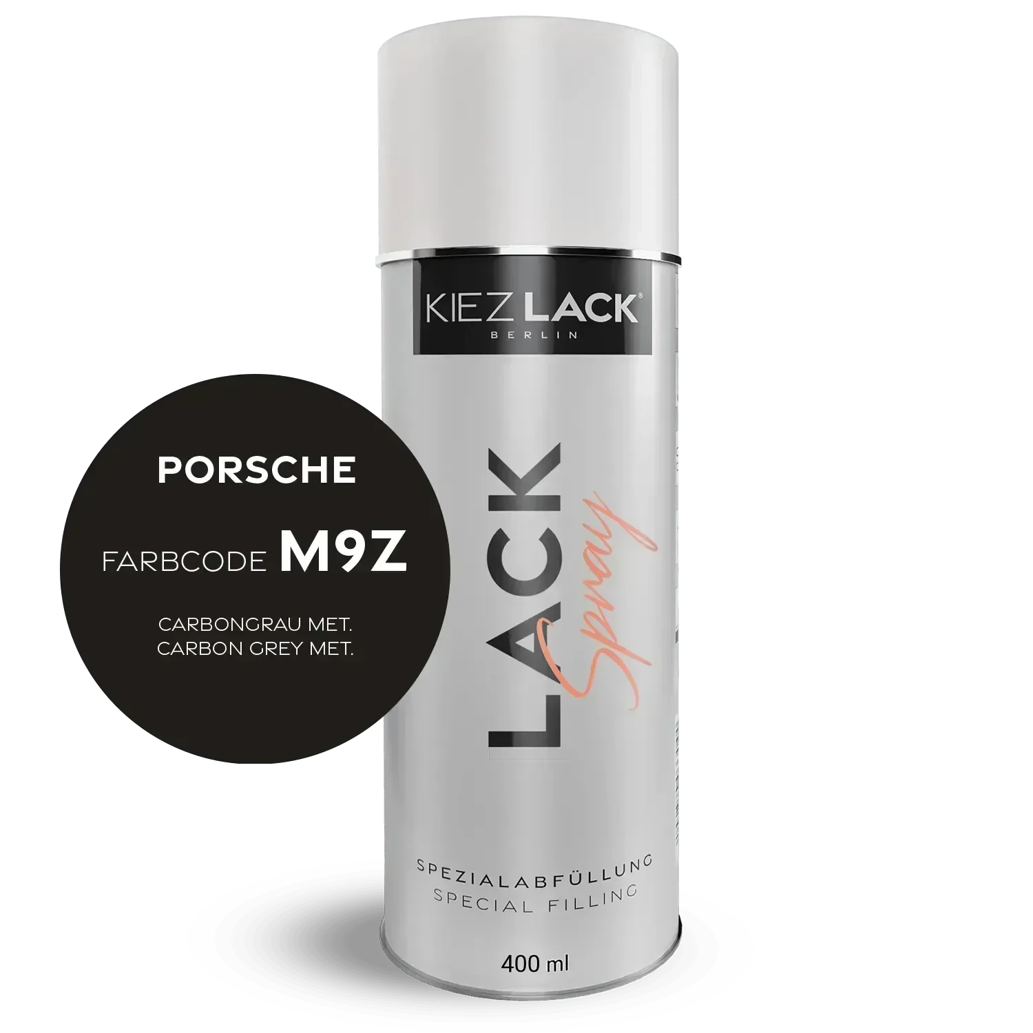 Kiezlack Lackspray Autolack Spraydose PORSCHE M9Z CARBONGRAU MET. Lackspray