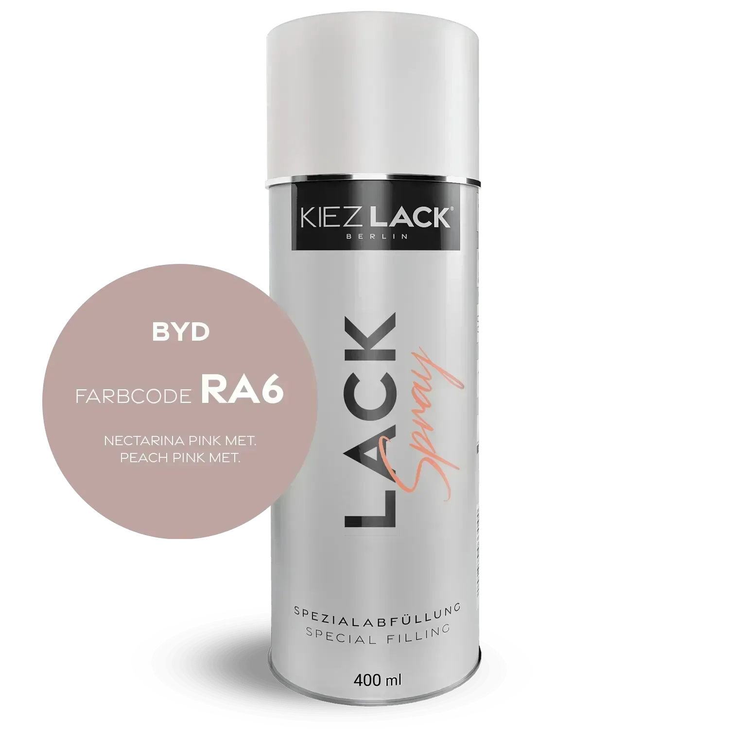 Kiezlack Lackspray Autolack Spraydose BYD RA6 NECTARINA PINK MET. Lackspray