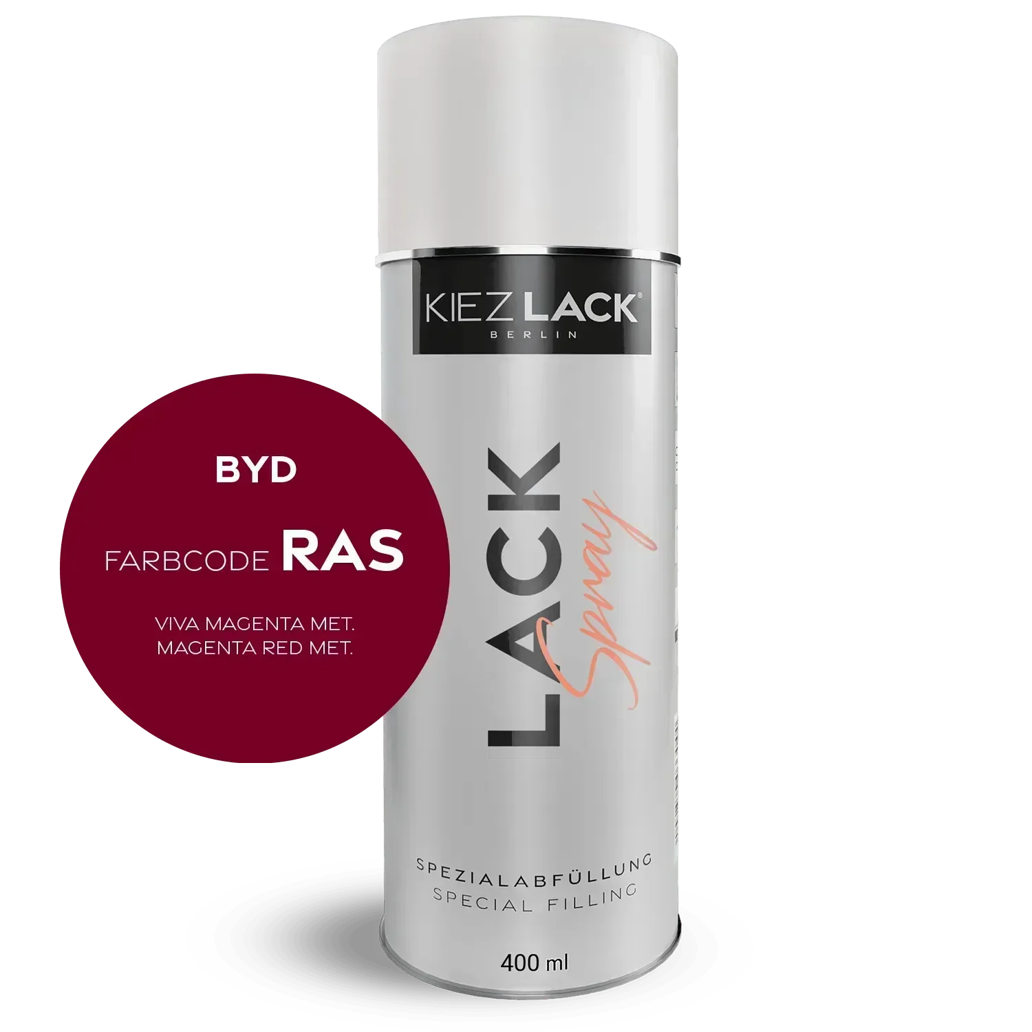 Kiezlack Lackspray Autolack Spraydose BYD RAS VIVA MAGENTA MET. Lackspray