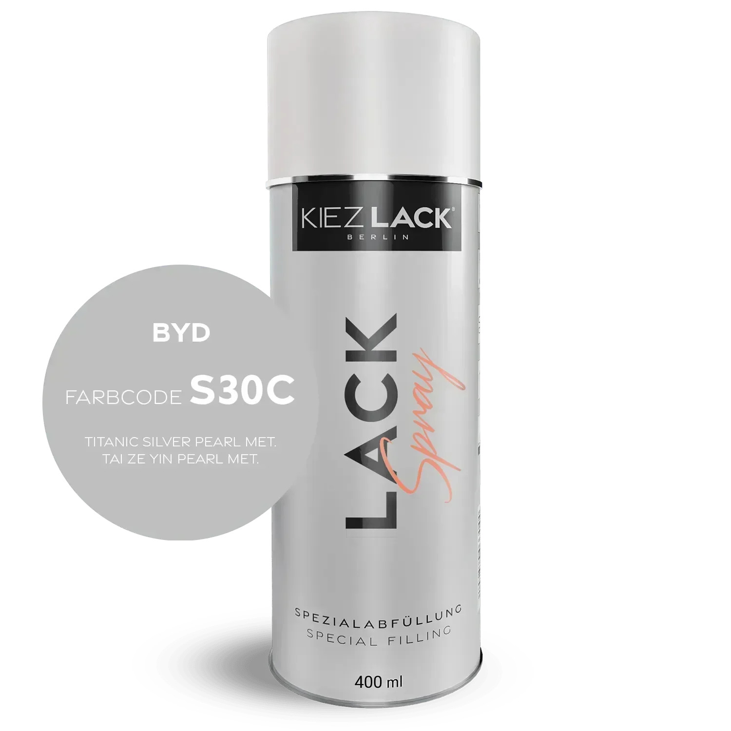 Kiezlack Lackspray Autolack Spraydose BYD S30C TITANIC SILVER PEARL MET. Lackspray