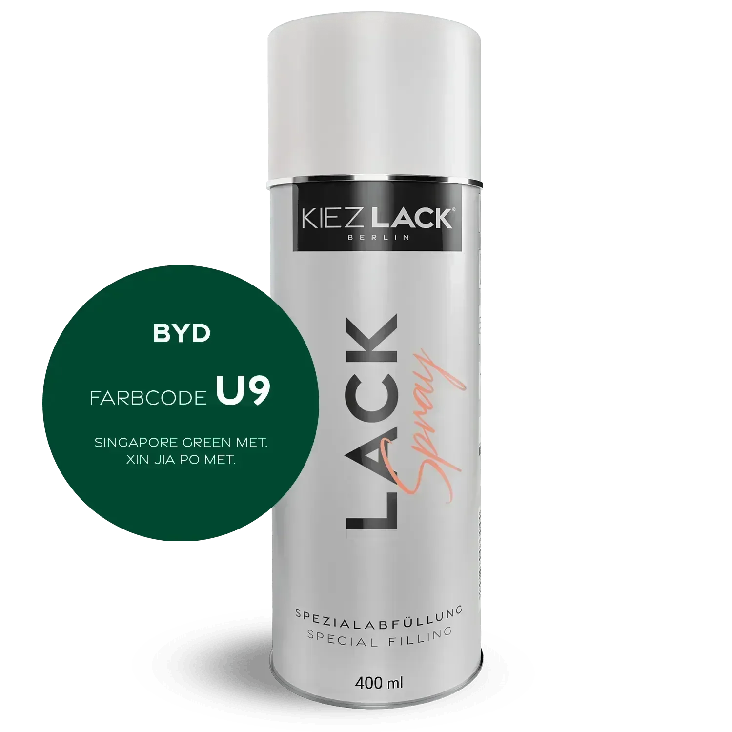 Kiezlack Lackspray Autolack Spraydose BYD U9 SINGAPORE GREEN MET. Lackspray