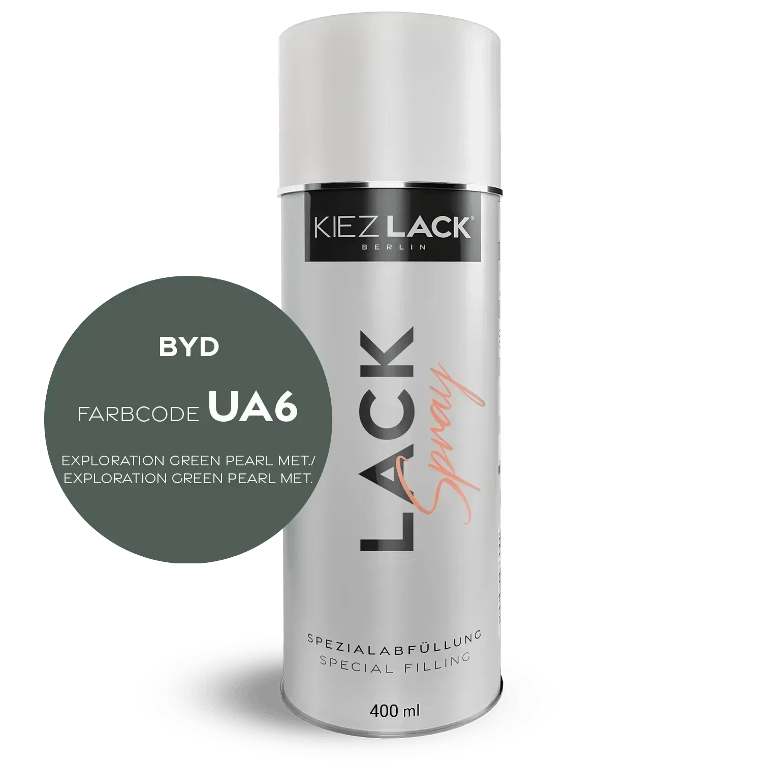 Kiezlack Lackspray Autolack Spraydose BYD UA6 EXPLORATION GREEN PEARL MET. Lackspray