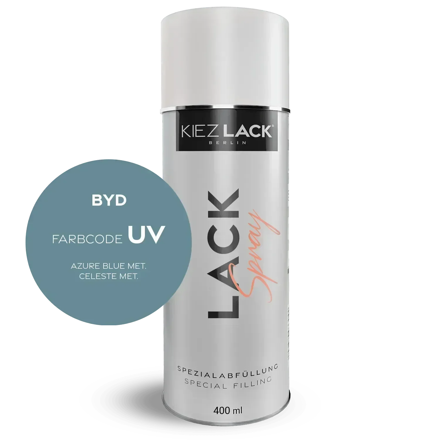 Kiezlack Lackspray Autolack Spraydose BYD UV AZURE BLUE MET. Lackspray