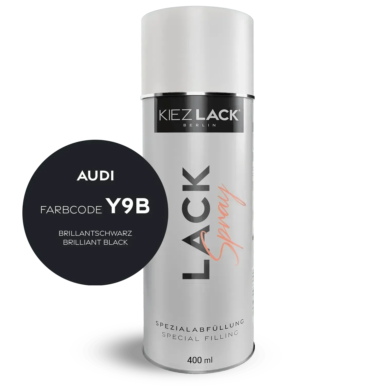 Kiezlack Lackspray Autolack Spraydose AUDI Y9B BRILLANTSCHWARZ Lackspray
