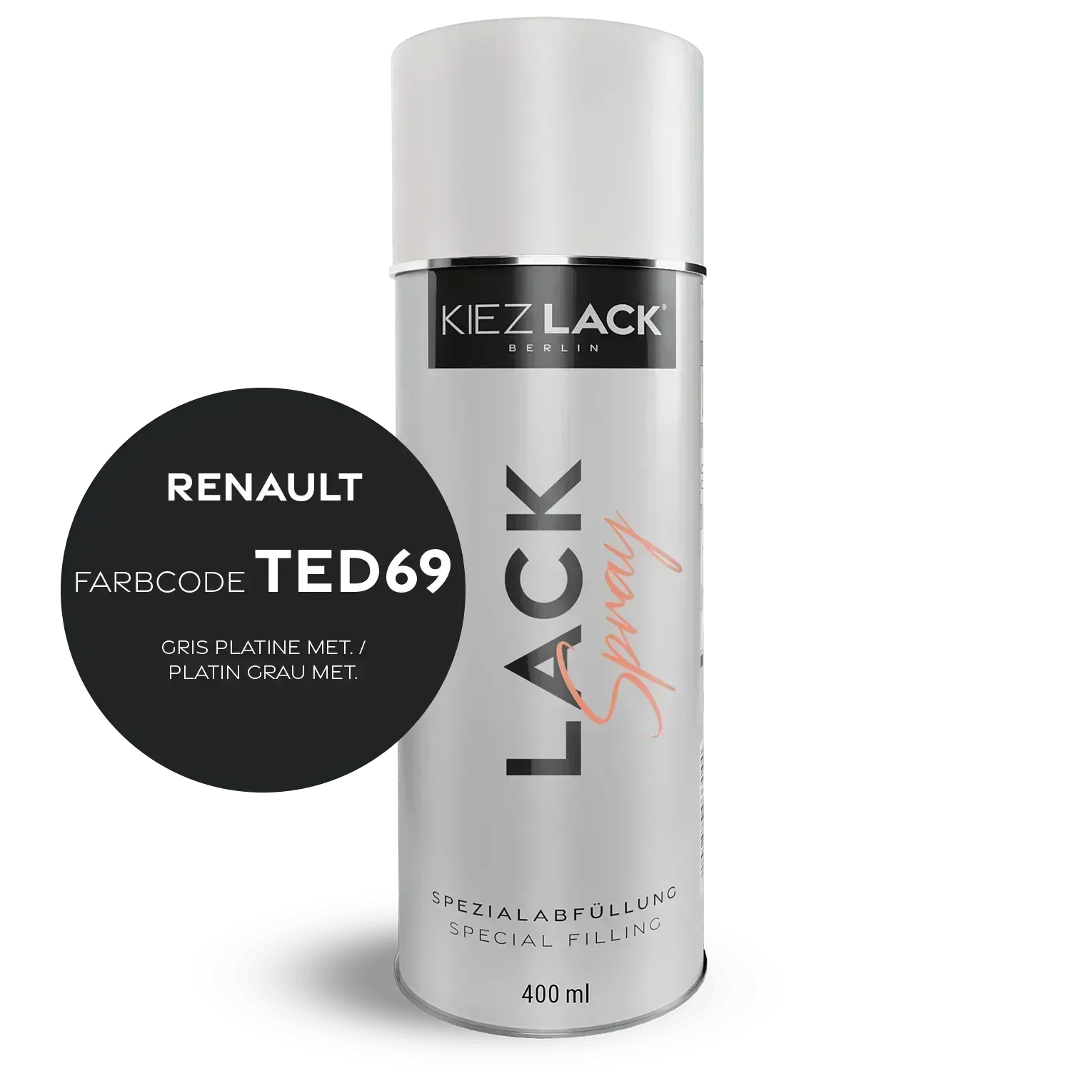 Kiezlack Autolack Spraydose Renault TED69 GRIS PLATINE MET.