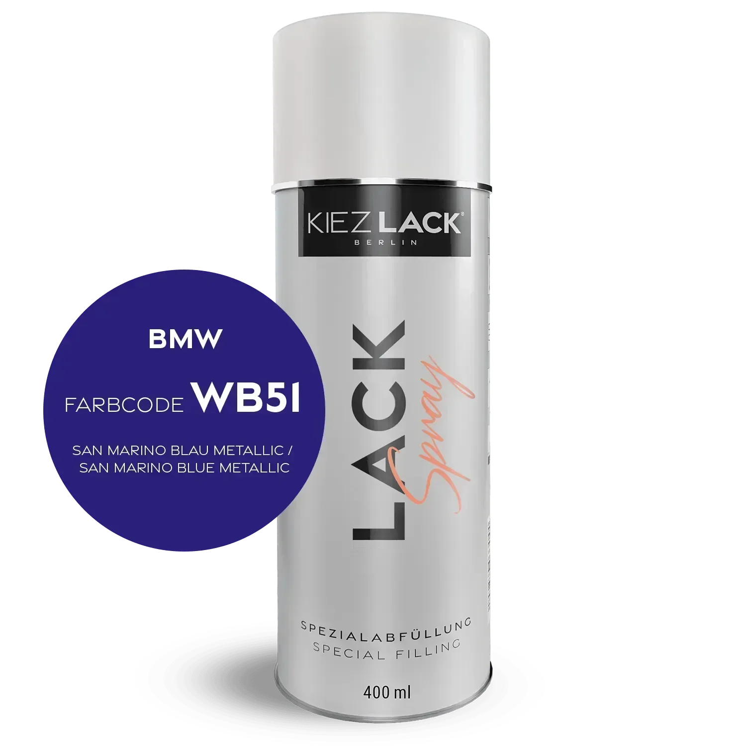 Kiezlack Lackspray Autolack Spraydose BMW WB51 SAN MARINO BLAU Metallic Lackspray