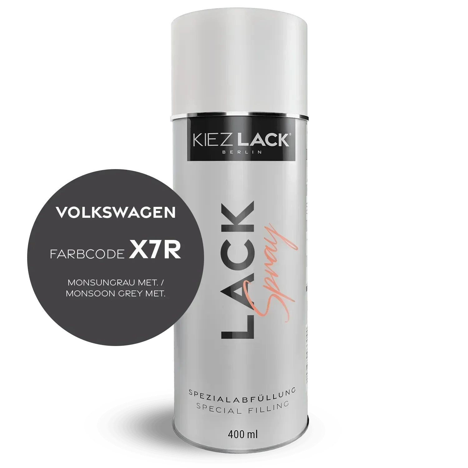 Kiezlack Lackspray Autolack Spraydose Volkswagen X7R MONSUNGRAU MET.