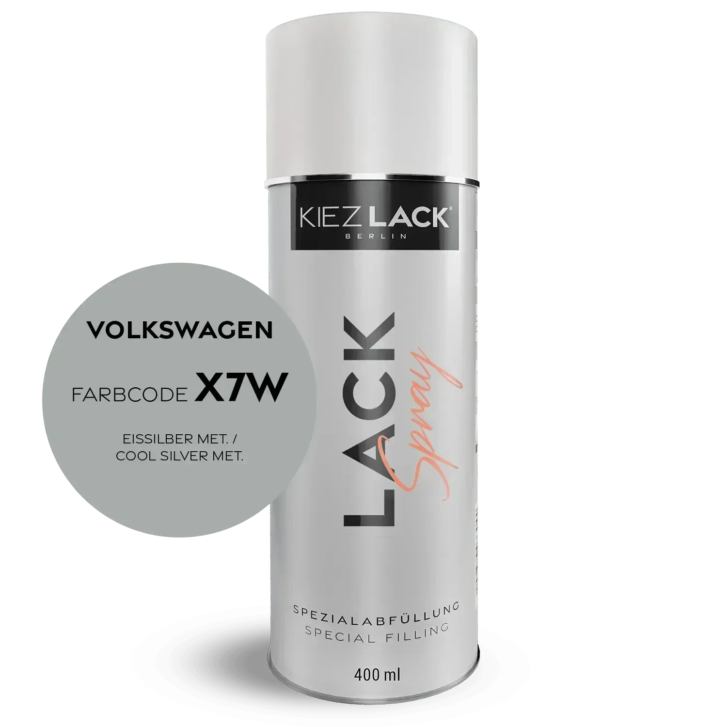 Kiezlack Lackspray Autolack Spraydose Volkswagen X7W EISSILBER MET.