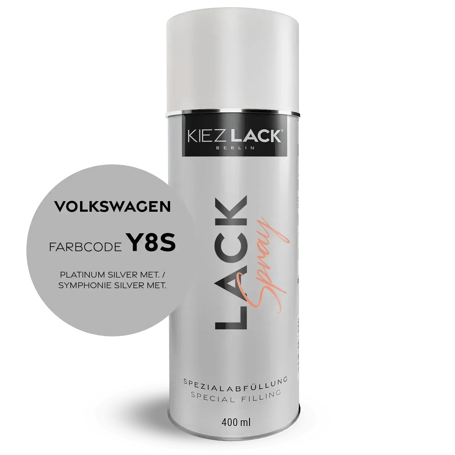 Kiezlack Lackspray Autolack Spraydose Volkswagen Y8S PLATINUM SILVER MET.