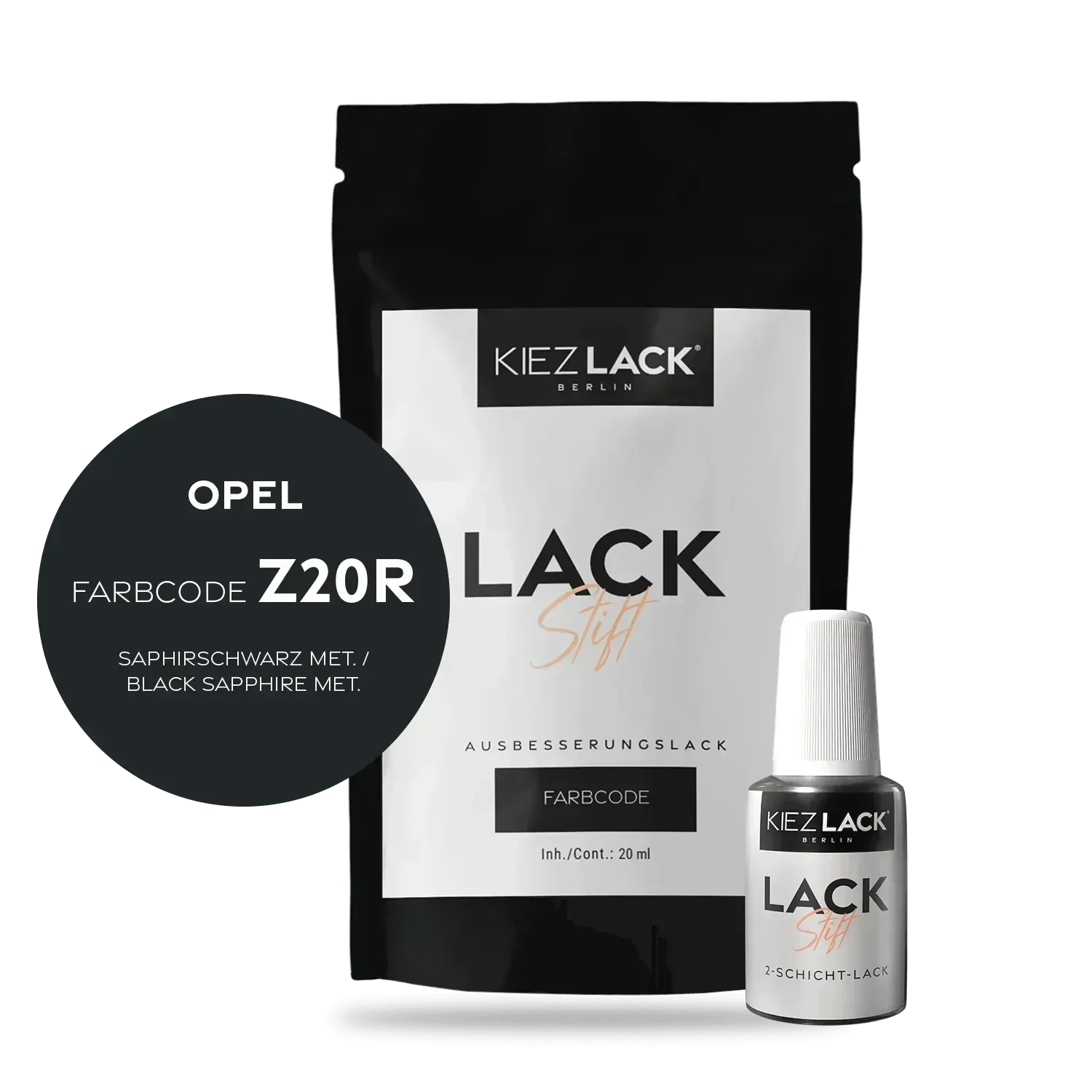 Kiezlack Lackstift Autolack Lackstift OPEL Z20R SAPHIRSCHWARZ MET.
