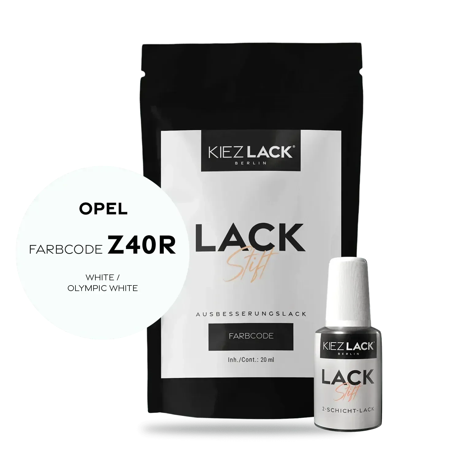 Kiezlack Lackstift Autolack Lackstift OPEL Z40R WHITE