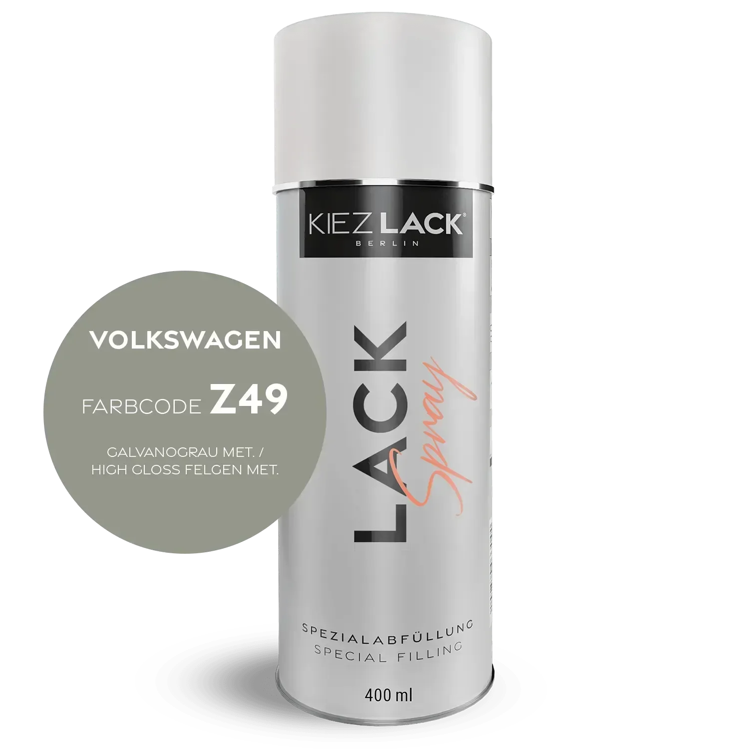 Kiezlack Lackspray Autolack Spraydose Volkswagen Z49 GALVANOGRAU MET.