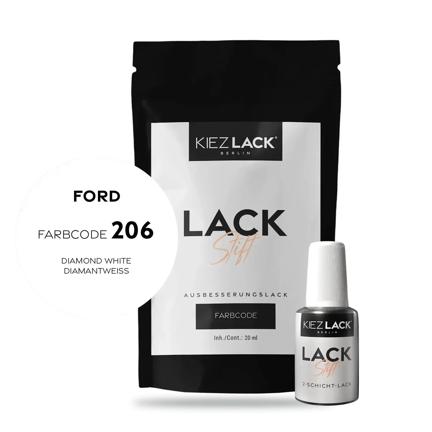 Autolack Lackstift FORD 206 DIAMOND WHITE - Kiezlack