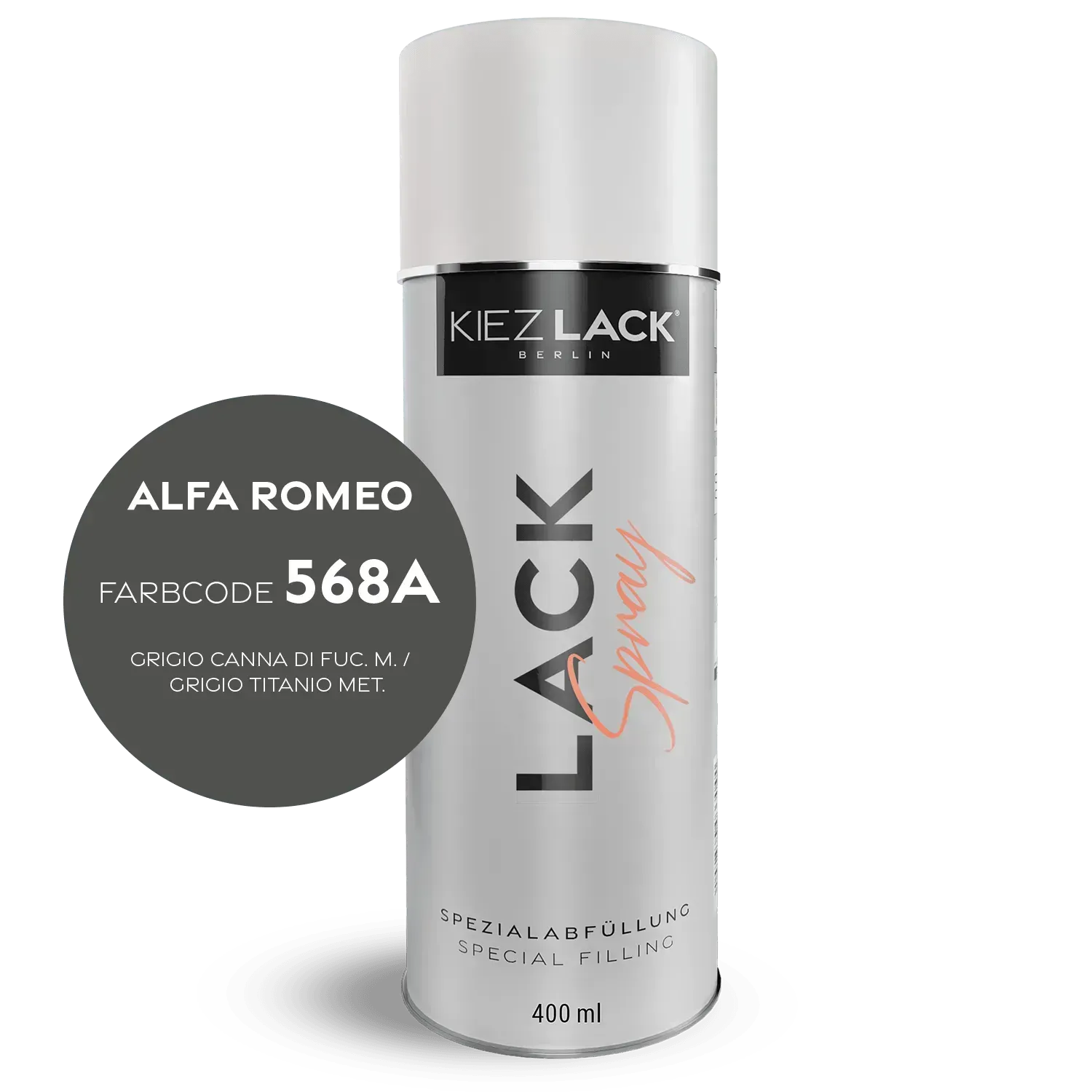 Autolack Spraydose ALFA 568A GRIGIO CANNA DI FUCILE Metallic Lackspray - Kiezlack