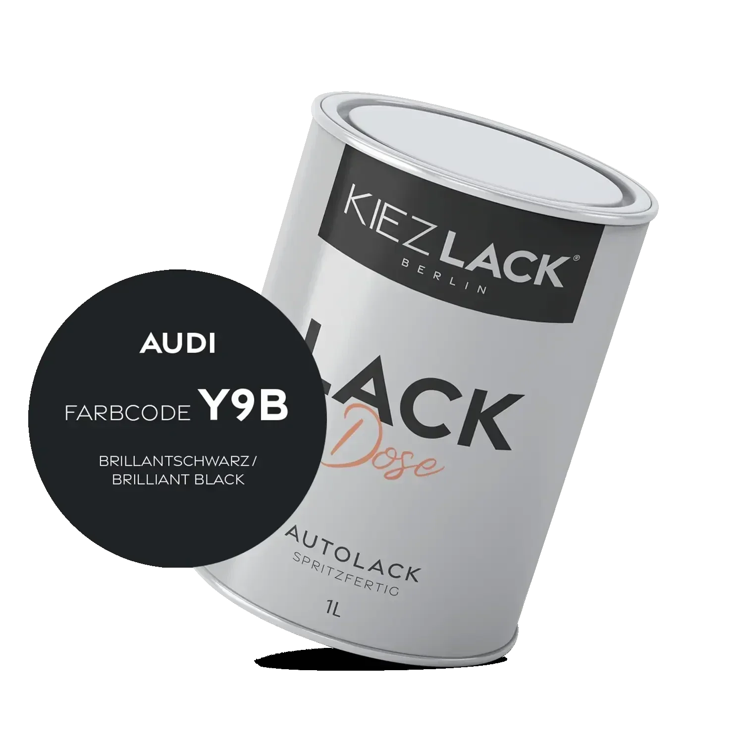 Kiezlack 1K Autolack Lackdose Basislack spritzfertig AUDI Y9B BRILLANTSCHWARZ