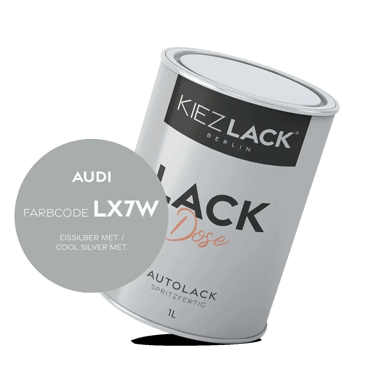 Kiezlack 1K Autolack Lackdose Basislack spritzfertig AUDI LX7W EISSILBER MET.