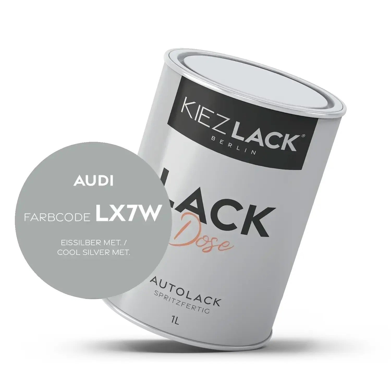 Kiezlack 1K Autolack Lackdose Basislack spritzfertig AUDI LX7W EISSILBER MET.