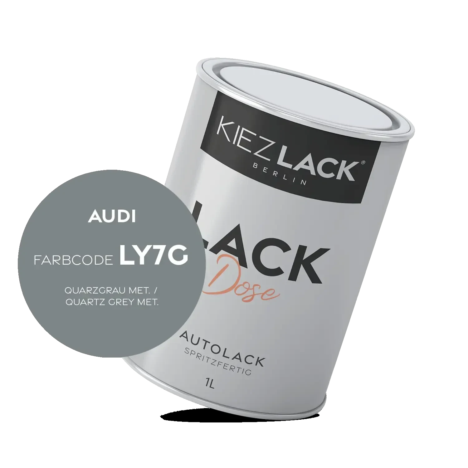 Kiezlack 1K Autolack Lackdose Basislack spritzfertig AUDI LY7G QUARZGRAU MET.