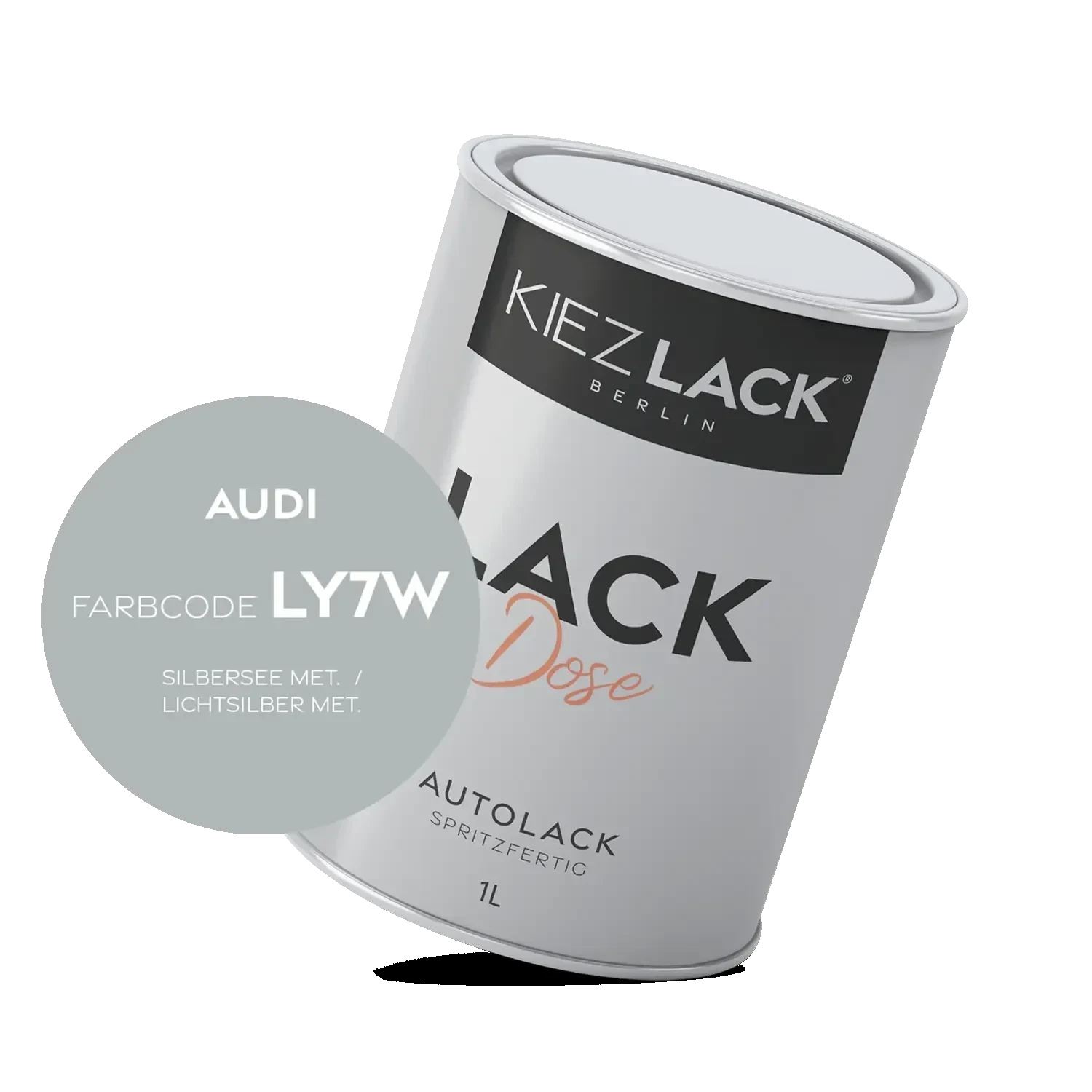 Kiezlack 1K Autolack Lackdose Basislack spritzfertig AUDI LY7W SILBERSEE MET.