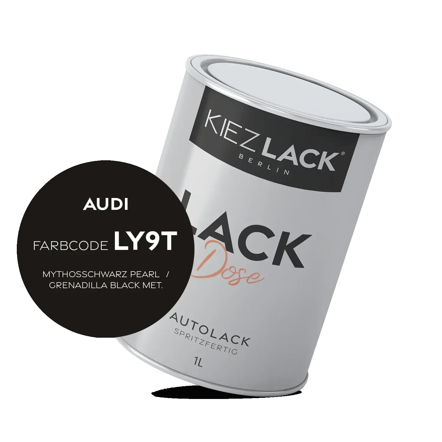 Kiezlack 1K Autolack Lackdose Basislack spritzfertig AUDI LY9T MYTHOSSCHWARZ PEARL